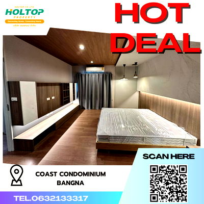 Condos for rent Bangkok Patana School  :  #K375 For rent The Coast Bangna  🩷 