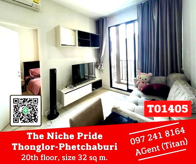 Condos for rent : 🎯The Niche Pride Thonglor-Phetchaburi, spacious room, ready to move in, fully furnished, make an appointment to see first (T01405) 
