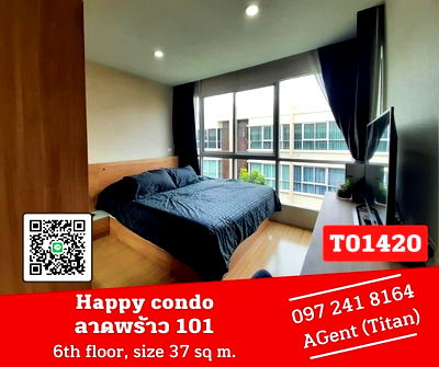 Condos for rent HomePro Ekkamai-Raminthra : 🎉 Urgent!! The room is vacant and ready to move in. Happy condo Lat Phrao 101 🎉 You can make an appointment to see it first (T01420) 