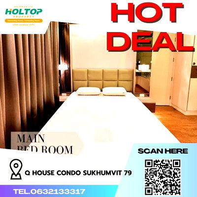 Condos for rent : #R159 For rent Q House Sukhumvit 79   Q House Sukhumvit 79 Room type - 2 bedrooms, 2 bathrooms (Rain Shower and Bathtub) - Size: 67 sq.m.