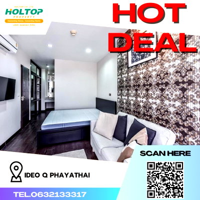 Condos for rent : #R168 For rent IDEO Q Phayathai  IDEO Q Phayathai Room type 2 bedrooms, 3 bathrooms, 1 living room Size 65 sqm.