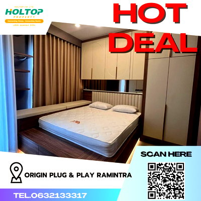 Condos for rent : #R235 For rent Origin Plug & Play Ramintra  Origin Plug & Play Room type Simplex 1 bedroom 1 bathroom Size 33.33 sq.m.