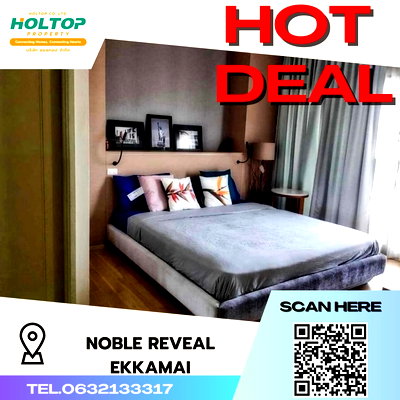 Condos for rent : #S303 For rent Noble Reveal Ekkamai  Noble Reveal Ekkamai Room type 1 bedroom 1 bathroom Floor 12A Size 55 sq m.