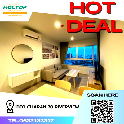 Condos for rent : #S314 For rent Ideo Charan 70 - Riverview  Ideo Charan 70 - Riverview  Room type 2 bedrooms, 2 bathrooms  16th floor, size 56 sq m