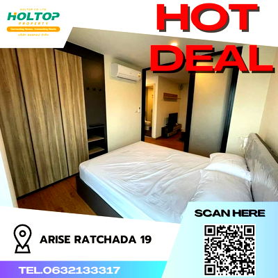 Condos for rent Ratchadapisek 19 : #S379 For rent Arise Ratchada19  Arise Ratchada19 Room type 1 bedroom 1 bathroom 7th floor, size 30 sq m