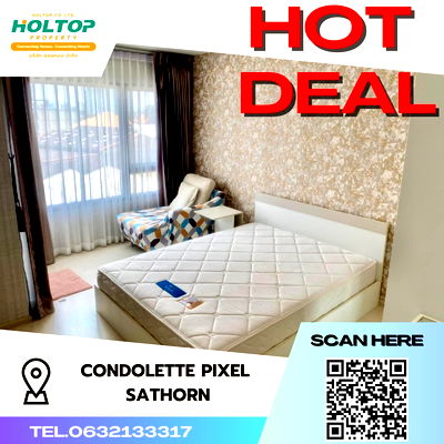 คอนโดให้เช่า : #S380 ให้เช่า Condolette Pixel Sathorn  คอนโดเลต พิกเซล สาทร  รูปแบบห้อง Studio  ชั้น6 ขนาด30ตรม 