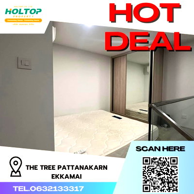 Condos for rent : #R350 For rent The Tree Pattanakarn-Ekkamai Room type 1 bedroom 1 bathroom (2-storey room) 39 sq m. 27th floor