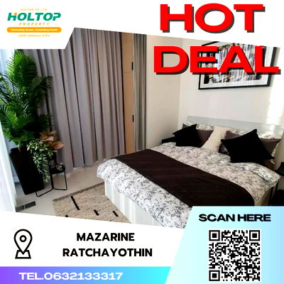 คอนโดให้เช่า : #S381 ให้เช่า Mazarine Ratchayothin  แมสซารีน รัชโยธิน  รูปแบบห้อง 1 ห้องนอน 1 ห้องน้ำ 1 ห้องอเนกประสงค์  ชั้น25 ขนาด 48 ตรม 