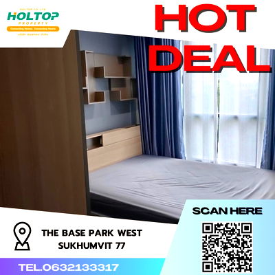 คอนโดให้เช่า : #R331 ให้เช่า THE BASE Park West - Sukhumvit 77  เดอะ เบส พาร์ค เวสต์ สุขุมวิท 77 รูปแบบห้อง 1 ห้องนอน 1 ห้องน้ำ ขนาดห้อง 30.92 ตร.ม. ชั้น 5