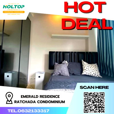 Condos for rent : #R327 For rent Ratchada Condominium   Emerald Residence Ratchada Condominium Type 1 bedroom, 1 bathroom, 1 kitchen Room size 29.5 sq.m. 3rd floor