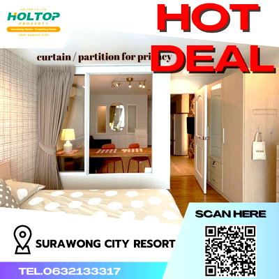Condos for rent : #S434 For rent Surawong City Resort  Surawong City Resort Room type 1 bedroom 1 bathroom 6th floor, size 35 sq m