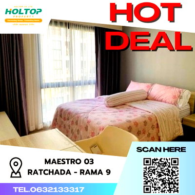 Condos for rent : #S432 For rent Maestro 03 Ratchada-Rama 9  Maestro 03 Ratchada-Rama 9 Room type 2 bedrooms, 2 bathrooms 5th floor, size 66 sq m