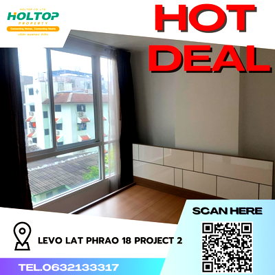 เช่าคอนโด ลาดพร้าว 18 : #R370 ให้เช่า Levo Lat Phrao 18 Project 2  ลีโว ลาดพร้าว 18 โครงการ 2 รูปแบบ 1 ห้องนอน 1 ห้องน้ำ 1 ห้องครัว  ขนาดห้อง 38.43 ตรม.