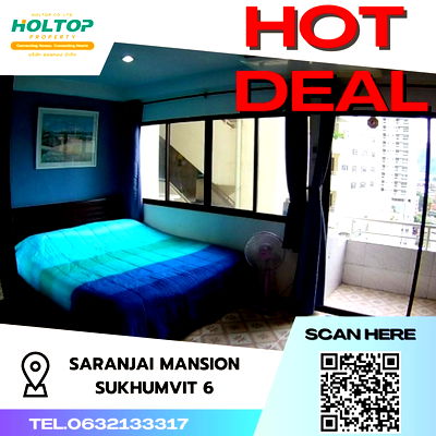 เช่าคอนโด สถานเอกอัครราชทูตญี่ปุ่น : #S426 ให้เช่า Saranjai Mansion Sukhumvit6   สราญใจ แมนชั่น สุขุมวิท6  รูปแบบห้อง Studio  ชั้น14 ขนาด35.15 ตรม 