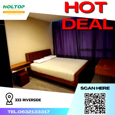 Condos for rent : #R411 For rent 333 Riverside  333 Riverside (near MRT Bang Pho station) Room type 1 bedroom 1 bathroom Room size 46 sq m. Building A, 14th floor