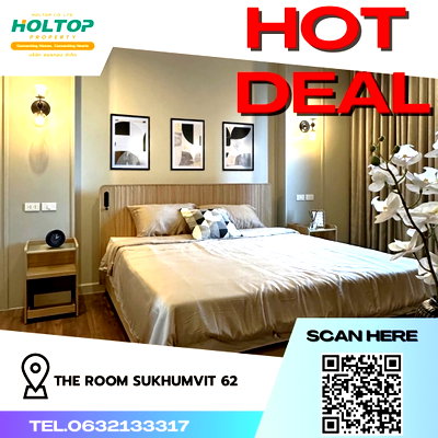 Condos for rent : #R412 For rent The Room Sukhumvit 62  The Room Sukhumvit 62 Room type 2 bedrooms, 2 bathrooms Room size 76 sq m.