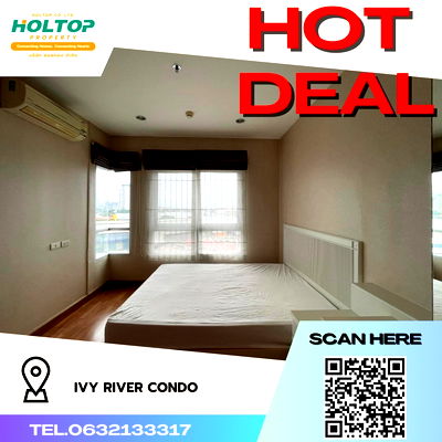 เช่าคอนโด ม.สยาม : #R446 ให้เช่า IVY River Condo   ไอวี่ ริเวอร์ คอนโด รูปแบบห้อง 1 ห้องนอน 1 ห้องน้ำ 1 ห้องนั่งเล่น  ขนาดห้อง 35 ตรม. ตึก D ชั้น 8 