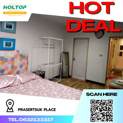 Condos for rent Ratchadapisek 19 : #R448 For rent Prasertsuk Place  Prasetsuk Place Room type 2 bedrooms 1 bathroom Room size 63 sq m.