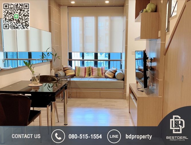 Bestdeal ขายด่วน Duplex 1 Bed   ขายเพียง 6.59 ล้านเท่านั้น  ห้องสวย เฟอร์นิเจอร์และเครื่องใช้ไฟฟ้าครบ ใกล้MRTและเซ็นทรัลพระราม 9 เพียง 80 ม.