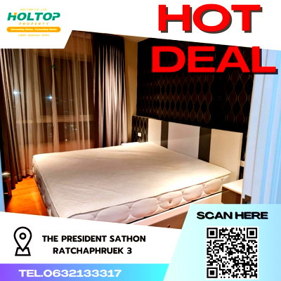 Condos for rent : #R475 Condo for rent The President Sathon-Ratchaphruek 3Room type 1 bedroom 1 bathroom Room size 35 square meters 31st floor