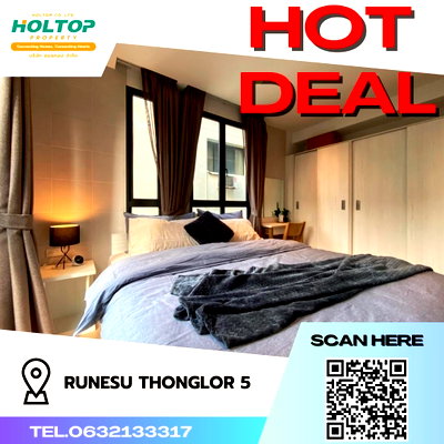 Condos for rent : #S549 For rent Runesu Thonglor 5  Runesu Thonglor 5  Room type 1 bedroom 1 bathroom  4th floor, size 38 sq m