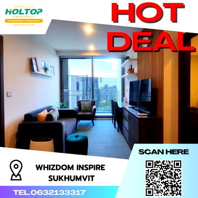Condos for rent : #S528 For rent Whizdom Inspire Sukhumvit  Wisdom Inspire Sukhumvit  Room type 2 bedrooms, 1 bathroom Floor 12A Size 48 sq m