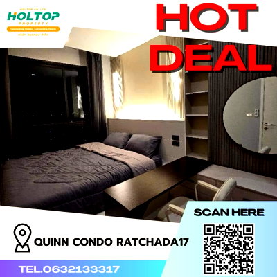 คอนโดให้เช่า : #S599 ให้เช่า Quinn Condo Ratchada17  ควินน์คอนโด รัชดา17  รูปแบบห้อง 1 ห้องนอน 1 ห้องน้ำ  ชั้น23 ขนาด35.3ตรม