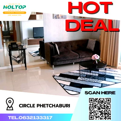 Condos for rent : #S605 For rent Circle Phetchaburi  Circle Phetchaburi Room type 2 bedrooms, 2 bathrooms 23rd floor, size 75 sq m
