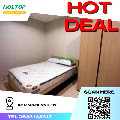 Condos for rent : #R515 For rent IDEO Sukhumvit 115 (near BTS Pu Chao Saming Phrai station) Room type 1 bedroom 1 living room 1 bathroom  Room size 34 sq.m.  12th floor
