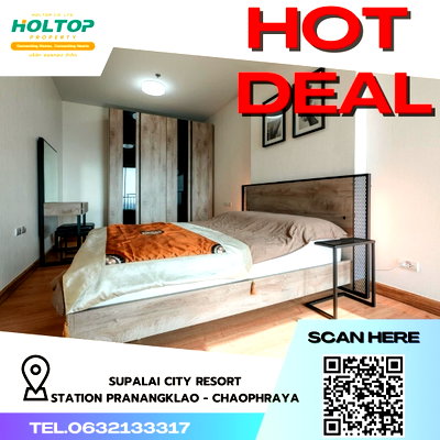 Condos for rent : #R538 For rent Supalai City Resort Station Pranangklao-Chaophraya Room type 1 bedroom 1 bathroom 1 kitchen 1 living room Room size 47 sq m.