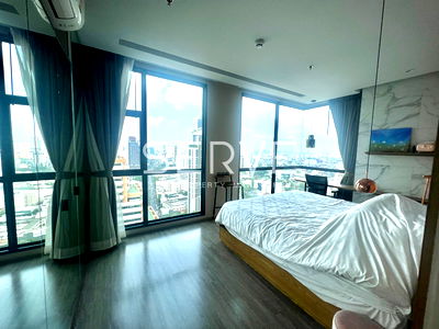 คอนโดให้เช่า : ห้องมุม 1 นอน 38 ตร.ม. แต่งสวยๆ สดใสๆ สไตล์ทรอปิคอล ชั้นสูง 20+ วิวดี ทำเลดี ใกล้ BTS เอกมัย 350 ม. ที่คอนโด Rhythm Ekkamai / ให้เช่าคอนโด