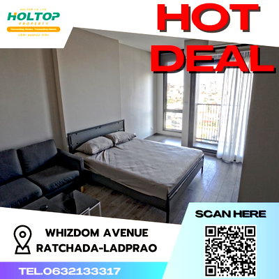 คอนโดให้เช่า : #S655 ให้เช่า Whizdom Avenue Ratchada-Ladprao  วิซดอม อเวนิว รัชดา-ลาดพร้าว  รูปแบบห้อง Studio  ชั้น15 ขนาด28.35ตรม 