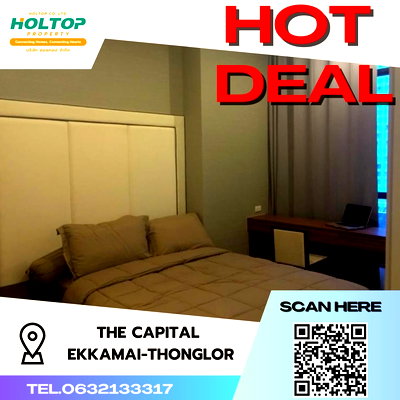 Condos for rent : #S669 For rent The Capital Condo Ekkamai-Thong Lo  The Capital Ekkamai-Thong Lo Room type 1 bedroom 1 bathroom 9th floor, size 39 sq m