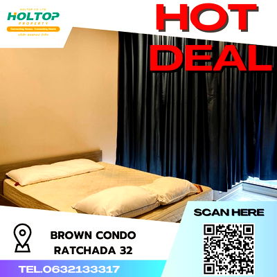Condos for rent Major Cineplex Ratchayothin : #S676 For rent Brown Condo Ratchada 32  Brown Condo Ratchada 32 Room type 1 bedroom 1 bathroom 6th floor, size 33 sq m