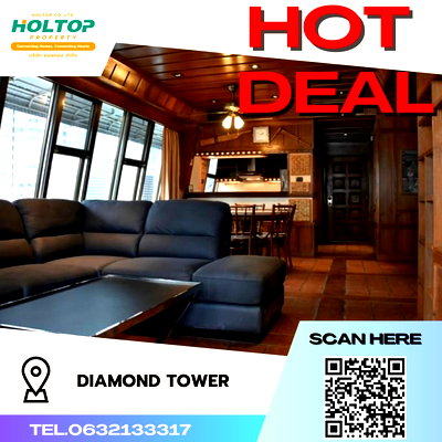 Condos for rent : #S681 For rent Diamond Tower  Diamond Tower Room type 2 bedrooms, 2 bathrooms  10th floor, size 128 sq m