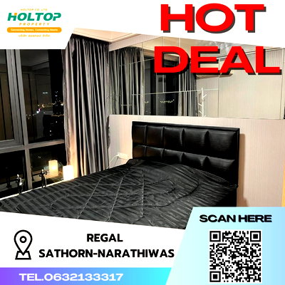 Condos for rent : #S683 For rent Regal Sathon-Naradhiwas  Regal Sathon-Narathiwat Room type 1 bedroom 1 bathroom 22nd floor, size 33 sq m
