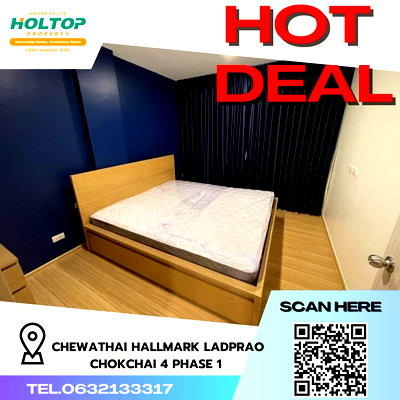 Condos for rent : #R682 For rent  Chewathai Hallmark Ladprao - Chokchai 4 Phase 1 Room type 1 bedroom 1 bathroom 1 living room  Room size 40 sq.m. 
