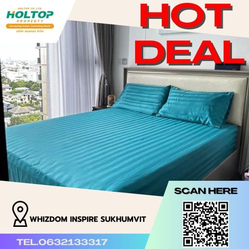 #R858 ให้เช่า Whizdom Inspire Sukhumvit  วิสดอม อินสปาย สุขุมวิท รูปแบบห้อง 2 ห้องนอน 2 ห้องน้ำ ขนาดห้อง 51 ตรม. ชั้น 12A