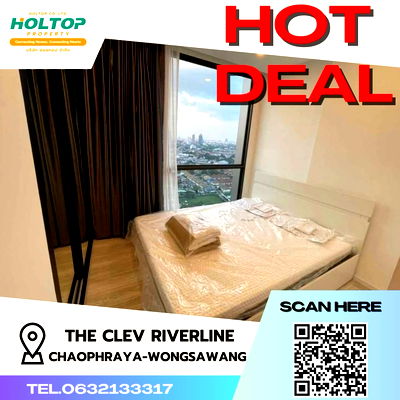 Condos for rent : #S853 For rent The Clev Riverline Chaophraya - Wong Sawang Room type 1 bedroom 1 bathroom 25th floor, size 25 sq m