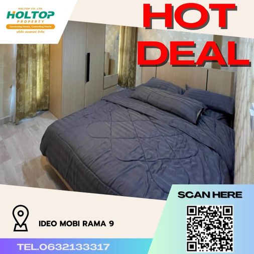 #R860 ให้เช่า Ideo Mobi Rama 9   ไอดีโอ โมบิ พระราม 9 รูปแบบห้อง 2 ห้องนอน 1 ห้องน้ำ ขนาดห้อง 45 ตรม. ชั้น 17 