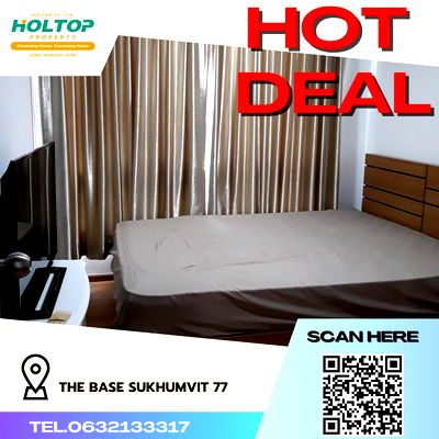 Condos for rent : #R911 For rent THE BASE Sukhumvit 77   Room type 1 bedroom 1 bathroom Room size 30 sq m. 6th floor 