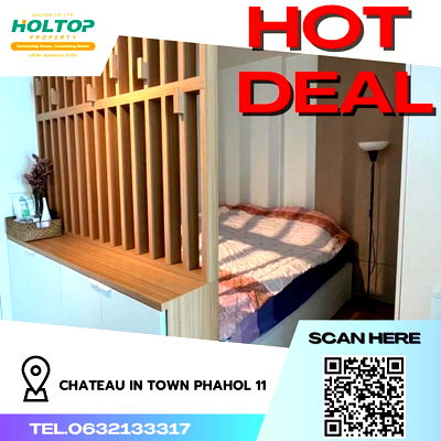 Condos for rent :  #R956 For rent Chateau in Town Phahol 11   Room type 1 bedroom 1 bathroom Room size 34 sq m. 7th floor