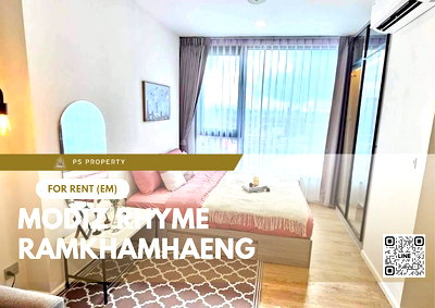 คอนโดให้เช่า : ให้เช่า 🔥 Modiz Rhyme Ramkhamhaeng 🔥 ใกล้ MRT เพียง 80 เมตร เฟอร์นิเจอร์ และ เครื่องใช้ไฟฟ้าครบ 