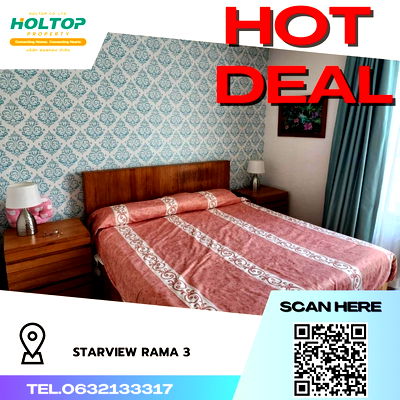 Condos for rent : #R981 For rent StarView Rama 3  Room type 2 bedrooms, 2 bathrooms, 1 living room Room size 82 sq.m. 12th floor
