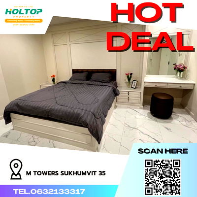 Condos for rent : #R980 For rent M Towers Sukhumvit 35  Room type 2 bedrooms, 2 bathrooms Room size 150 sq m. 3rd floor, Building B
