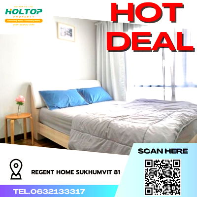 Condos for rent BTS On Nut : #R992 For rent Regent Home Sukhumvit 81  Room type 1 bedroom 1 bathroom Room size 28 sq m. 5th floor, Building C