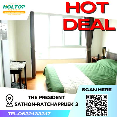 Condos for rent : #S976 For rent The President Sathon-Ratchaphruek 3  The President Sathon - Ratchaphruek 3 Room type 1 bedroom 1 bathroom 25th floor, size 34.5 sq m