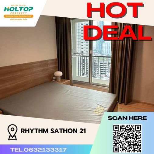 #S1009 For rent Rhythm Sathorn21  Rhythm Sathorn21 Room type 1 bedroom 1 bathroom 12th floor, size 45 sq m