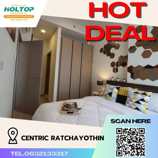 #S1044 For rent Centric Ratchayothin  Centric Ratchayothin Room type 1 bedroom 1 bathroom 7th floor, size 30.29 sq m