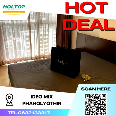 คอนโดให้เช่า : #S1052 ให้เช่า Ideo Mix Phaholyothin  ไอดีโอ มิกซ์ พหลโยธิน  รูปแบบห้อง 1 ห้องนอน 1 ห้องน้ำ  ชั้น12 ขนาด38ตรม 